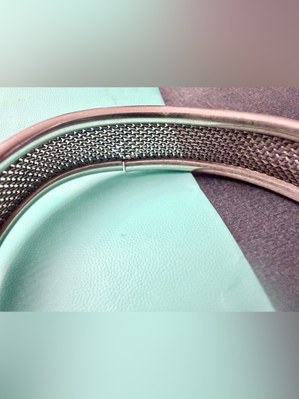 Tiffany & Co 925 Sterling Silver Cuff Bracelet Mesh Chain Auth AS IS REPAIR - Picture 5 of 12